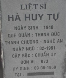 Tìm thân nhân liệt sĩ Hà Huy Tự