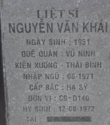 Tìm thân nhân liệt sĩ Nguyễn Văn Khái