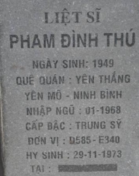 Tìm thân nhân liệt sĩ Phạm Đình Thú