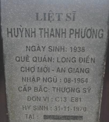 Tìm thân nhân liệt sĩ Huỳnh Thanh Phương