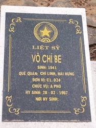 Tìm thân nhân liệt sỹ Võ Chí Be  