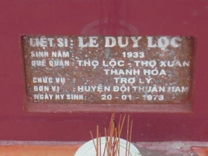 Nhắn tìm thân nhân liệt sỹ  Lê Duy Lộc