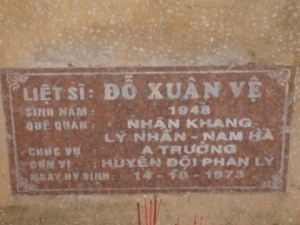 Nhắn tìm thân nhân liệt sỹ Đỗ Xuân Vệ