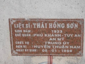 Nhắn tìm thân nhân liệt sỹ Thái Hồng Sơn