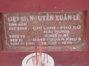 Nhắn tìm thân nhân liệt sỹ Nguyễn Xuân Lê