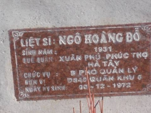 Nhắn tìm thân nhân liệt sỹ  Ngô Hoàng Đỗ