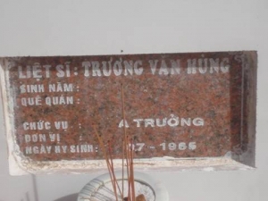 Nhắn tìm thân nhân liệt sĩ Trương Văn Hùng