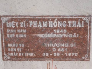Nhắn tìm thân nhân liệt sỹ Phạm Hồng Thái