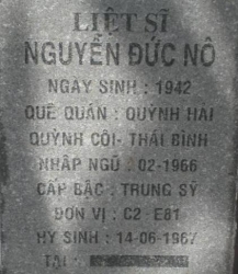 Tìm thân nhân liệt sĩ Nguyễn Đức Nô