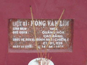 Nhắn tìm thân nhân liệt sỹ  Nông Văn Lim