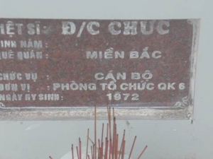 Nhắn tìm thân nhân liệt sỹ Chức