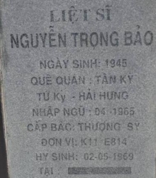 Tìm thân nhân liệt sĩ Nguyễn Trọng Bảo