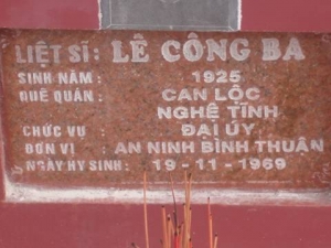 Nhắn tìm thân nhân liệt sỹ Lê Công Ba