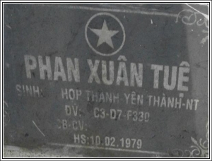 Nhắn tim thân nhân liệt sỹ Phan Xuân Tuệ