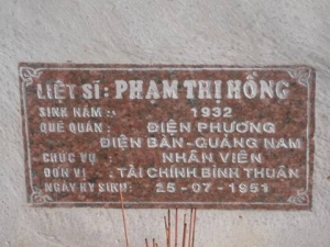 Nhắn tìm thân nhân liệt sỹ  Phạm Thị Hồng