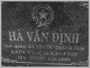 Nhắn tìm thân nhân liệt sỹ  Hà Văn Định