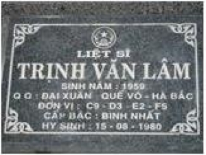 Tìm thân nhân liệt sĩ Trịnh Văn Lâm