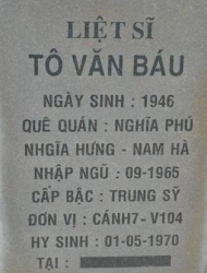 Tìm thân nhân liệt sĩ Tô Văn Báu