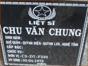 Nhắn tìm thân nhân liệt sỹ  Chu văn Chung