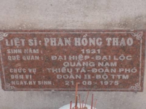 Nhắn tìm thân nhân liệt sỹ  Phan Hồng Thạo