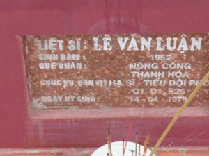 Nhắn tìm thân nhân liệt sỹ  Lê Văn Luận