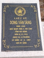 Nhắn tìm thân nhân liệt sỹ Dong Văn Tăng