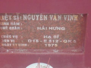 Nhắn tìm thân nhân liệt sỹ Nguyễn Văn Vinh