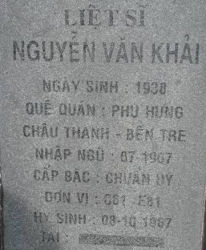 Tìm thân nhân liệt sĩ Nguyễn Văn Khải