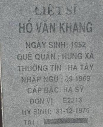 Tìm thân nhân liệt sĩ Hồ Văn Khang