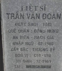 Tìm thân nhân liệt sĩ Trần Văn Đoản