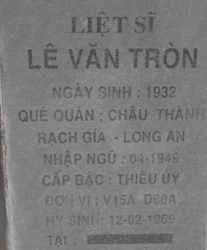 Tìm thân nhân liệt sĩ Lê Văn Tròn