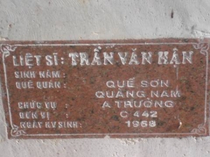 Nhắn tìm thân nhân liệt sỹ  Trần Văn Hận