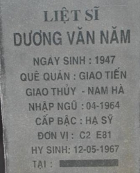 Tìm thân nhân liệt sĩ Dương Văn Năm