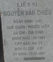 Tìm thân nhân liệt sĩ Nguyễn Văn Chiều