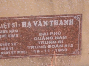 Nhắn tìm thân nhân liệt sỹ  Hạ Văn Thanh