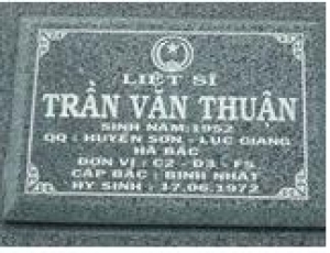 Tìm thân nhân liệt sĩ Trần Văn Thuận