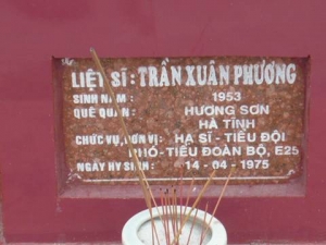 Nhắn tìm thân nhân liệt sỹ  Trần Xuân Phương