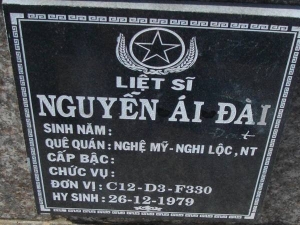 Nhắn tìm thân nhân liệt sỹ  Nguyễn Ái Đài
