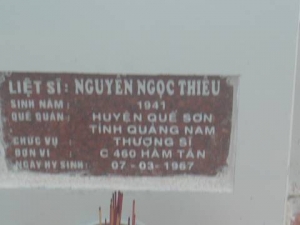Nhắn tìm thân nhân liệt sỹ  Nguyễn Ngọc Thiêu
