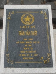 Nhắn tìm thân nhân liệt sỹ Trần Văn Thiết