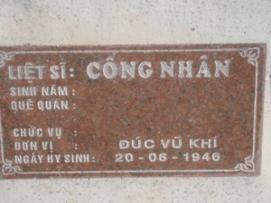 Nhắn tìm thân nhân liệt sĩ Công Nhân