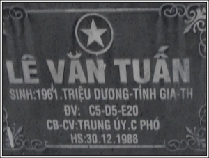 Nhắn tim thân nhân liệt sỹ Lê Văn Tuấn