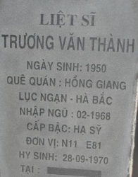 Tìm thân nhân liệt sĩ Trương Văn Thành