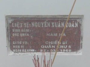 Nhắn tìm thân nhân liệt sỹ Nguyễn Xuân Toán