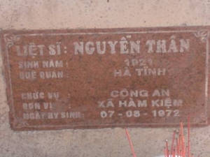 Nhắn tìm thân nhân liệt sỹ  Nguyễn Thân