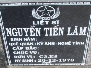 Nhắn tìm thân nhân liệt sỹ  Nguyễn Tiến Lâm