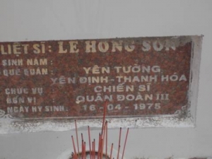 Nhắn tìm thân nhân liệt sỹ  Lê Hồng Sơn