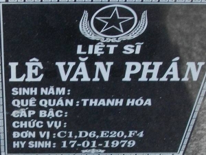 Nhắn tìm thân nhân liệt sỹ Lê Văn Phán