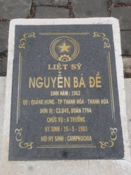 Nhắn tìm thân nhân liệt sỹ  Nguyễn Bá Đề