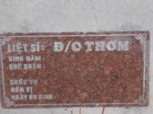 Nhắn tìm thân nhân liệt sĩ Thơm